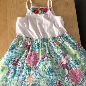 Tommy Bahama Tropical Sleeveless Dress - White & Blue Hawaiian